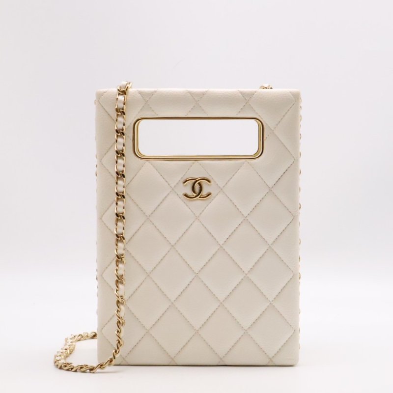 CHANEL 22S盒子晚宴包 - 白金-0