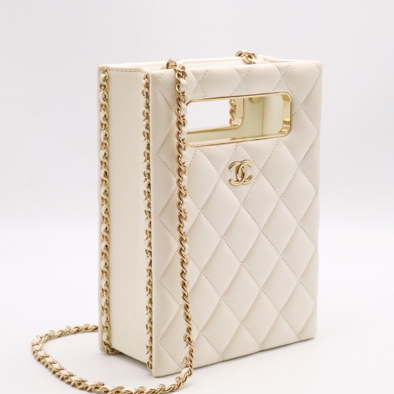 CHANEL 22S盒子晚宴包 - 白金-12