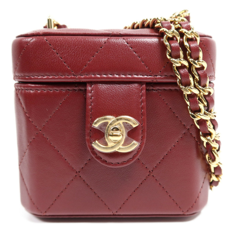 CHANEL 羊皮皮革Mini Vanity Case金扣鏈帶肩背袋-0