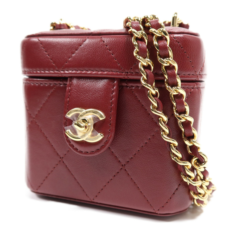 CHANEL 羊皮皮革Mini Vanity Case金扣鏈帶肩背袋-2