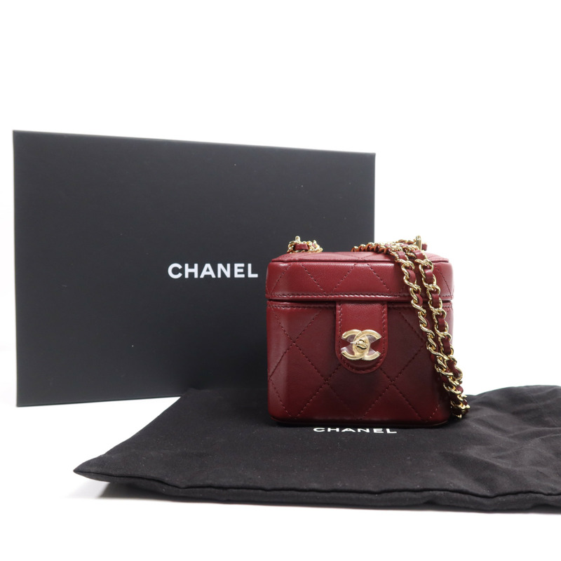 CHANEL 羊皮皮革Mini Vanity Case金扣鏈帶肩背袋-9