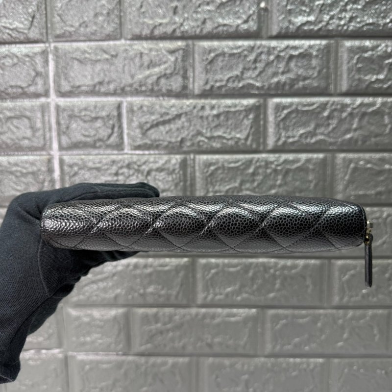 CHANEL 雙C荔枝金扣拉鍊長夾-6