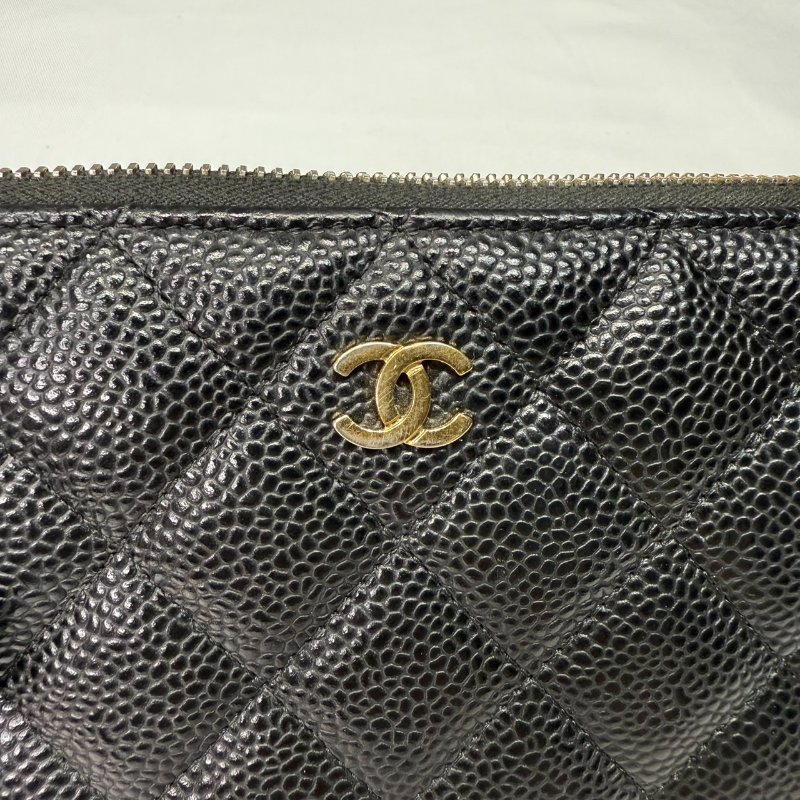 CHANEL 雙C荔枝金扣拉鍊長夾-4