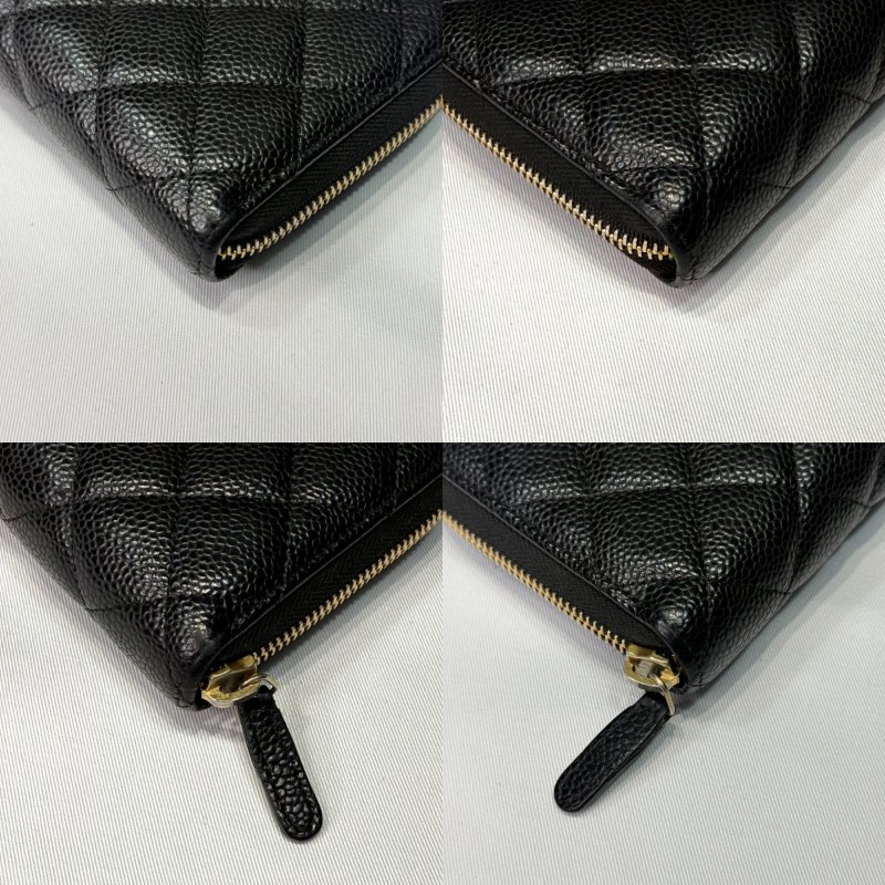 CHANEL 雙C荔枝金扣拉鍊長夾-7