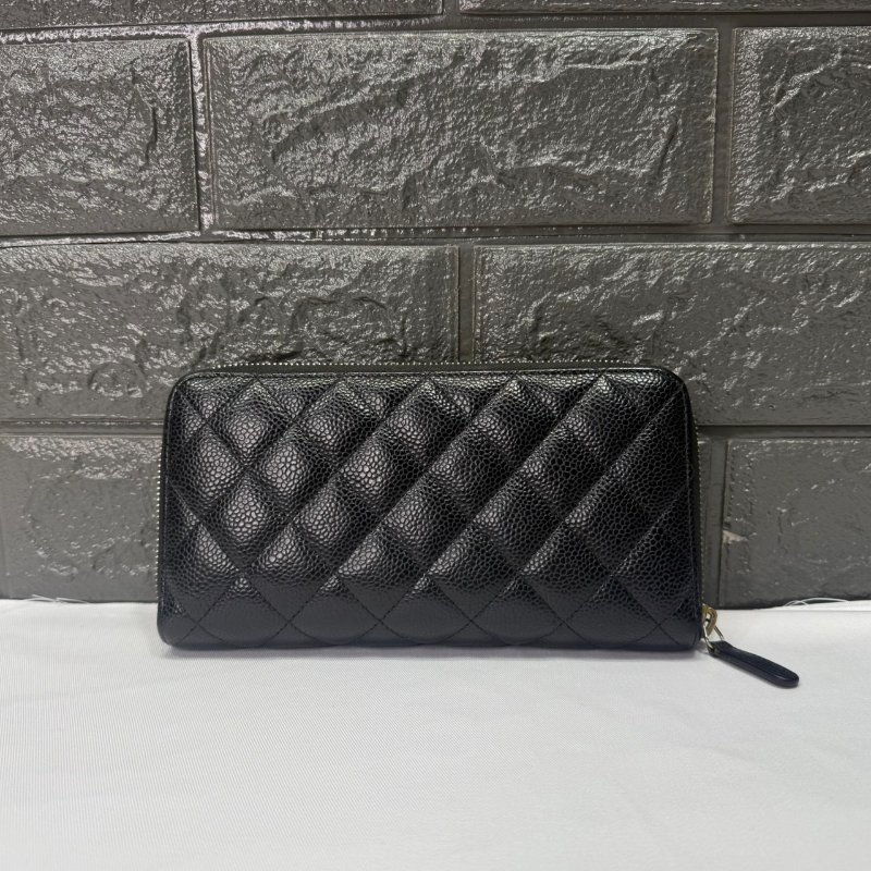 CHANEL 雙C荔枝金扣拉鍊長夾-1