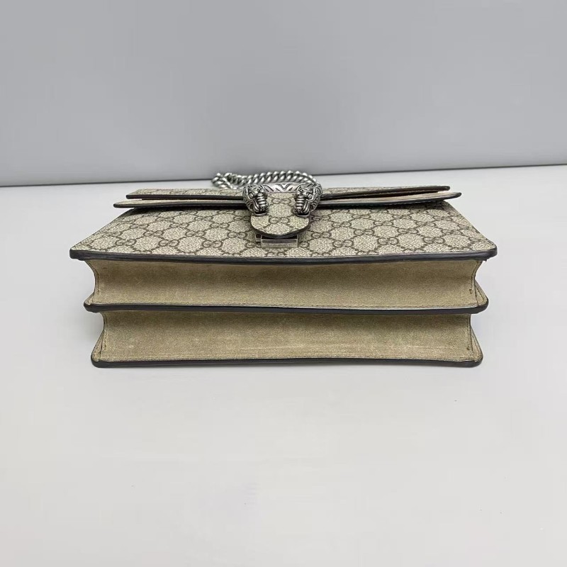 GUCCI 酒神中號。老花卡其色鏈條包 肩背包 斜背包-3