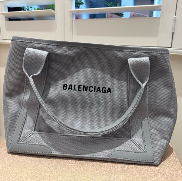 BALENCIAGA Navy Cabas S 手提 托特包 帆布 灰色-5