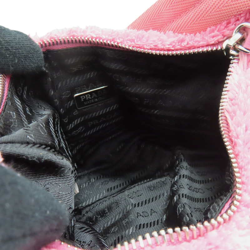 粉色毛巾布 Re-Edition HOBO 肩背包 銀扣 1NE515【PRADA 普拉達】 1NE515-4