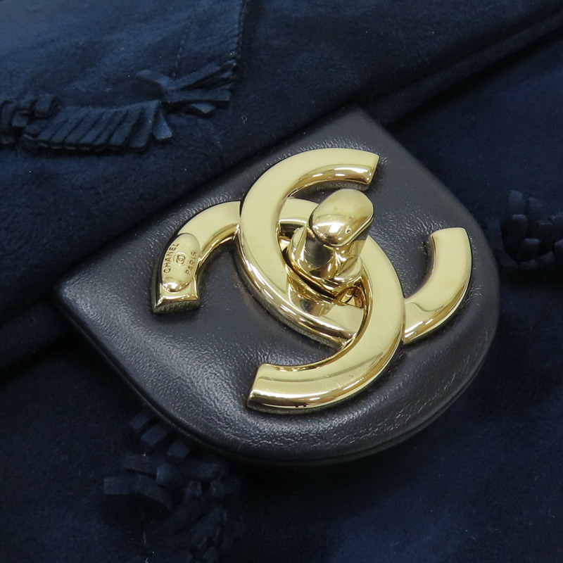 藍色 麂皮 鍊帶 肩背包 無卡【CHANEL 香奈兒】-9