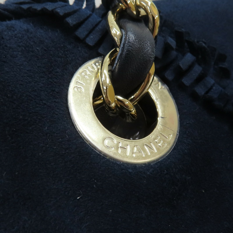 藍色 麂皮 鍊帶 肩背包 無卡【CHANEL 香奈兒】-11