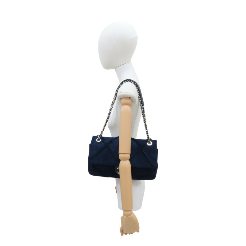 藍色 麂皮 鍊帶 肩背包 無卡【CHANEL 香奈兒】-14