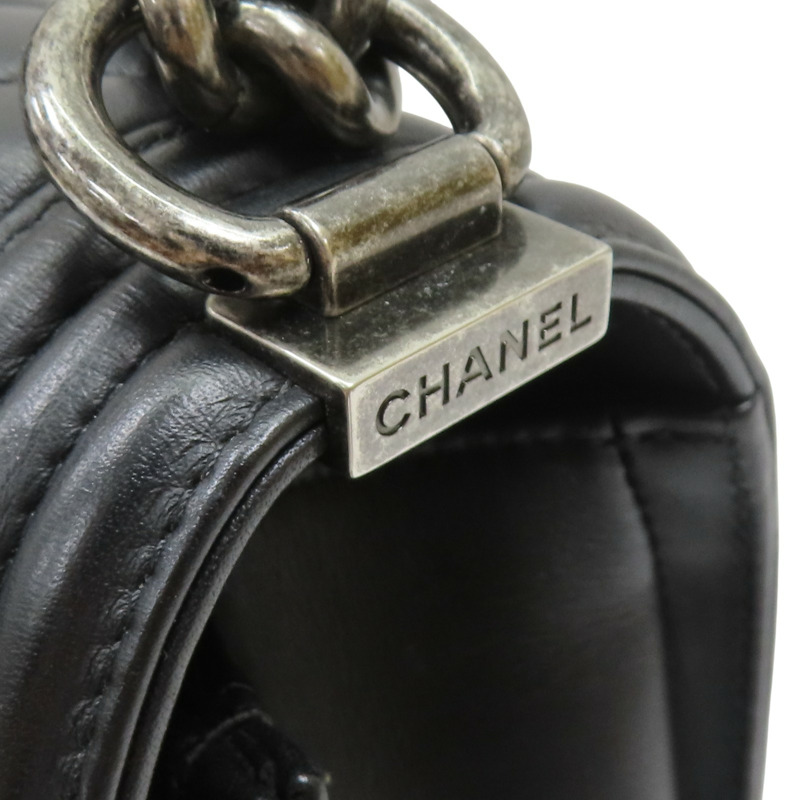 黑色 山型紋 牛皮 Boy28 肩背包 (無卡)【CHANEL 香奈兒】 A92193-10
