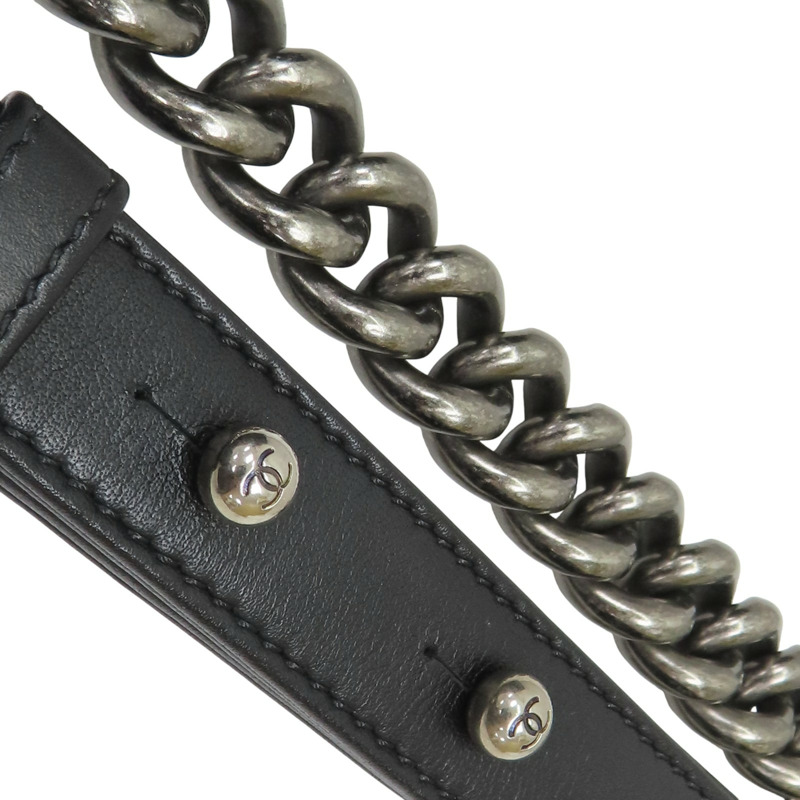 黑色 山型紋 牛皮 Boy28 肩背包 (無卡)【CHANEL 香奈兒】 A92193-12