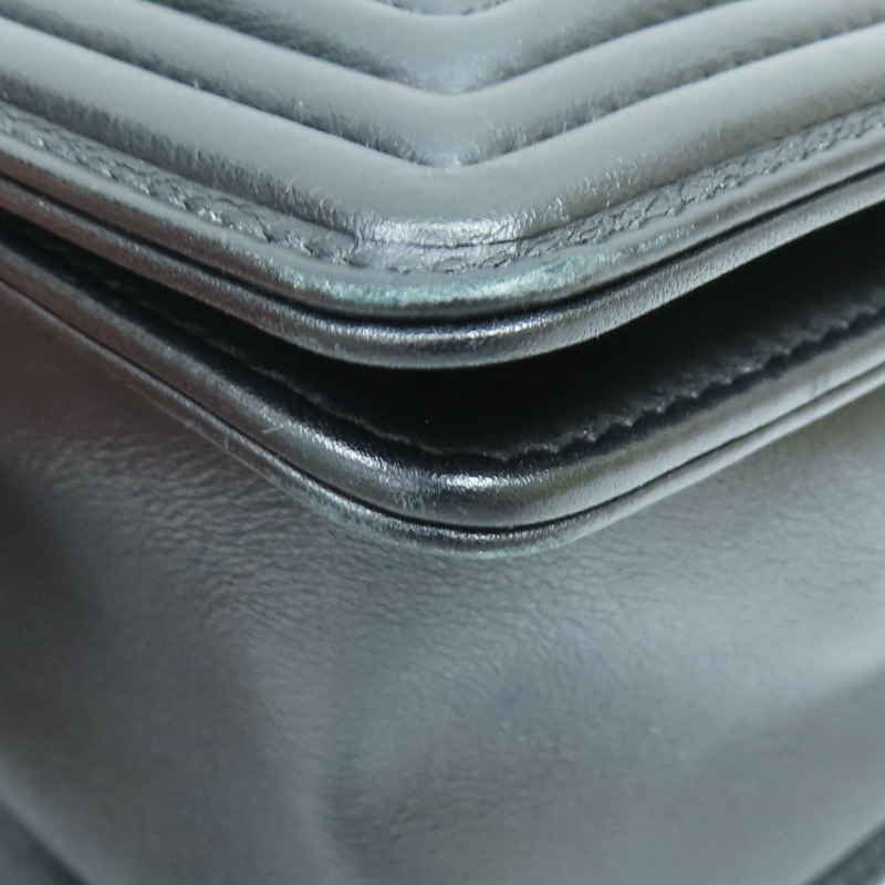 黑色 山型紋 牛皮 Boy28 肩背包 (無卡)【CHANEL 香奈兒】 A92193-15