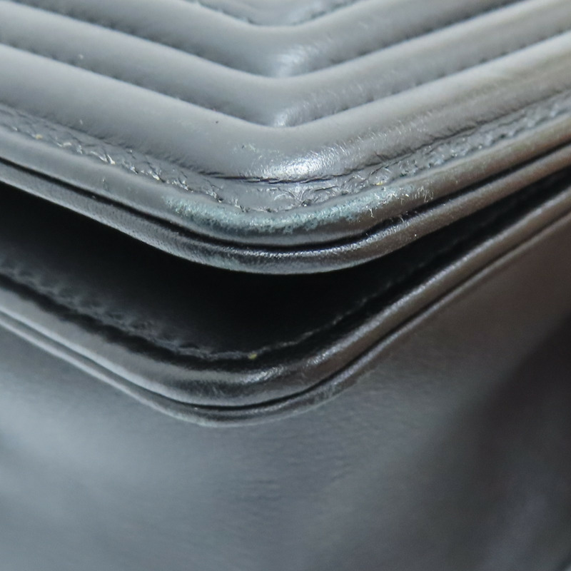 黑色 山型紋 牛皮 Boy28 肩背包 (無卡)【CHANEL 香奈兒】 A92193-16