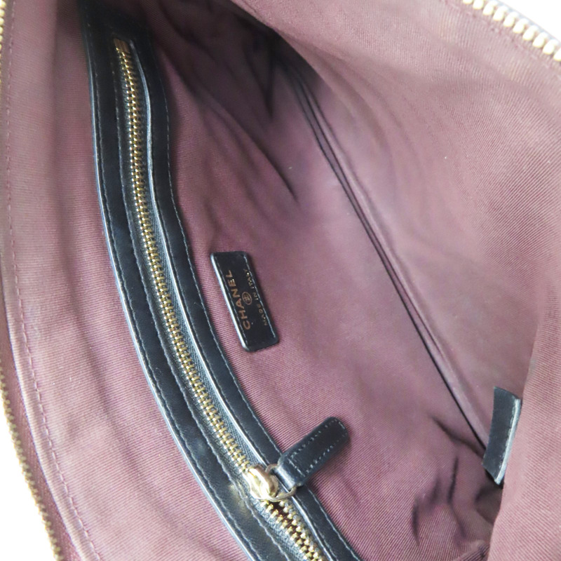 黑色 山羊皮 山型紋 手拿包【CHANEL 香奈兒】-4