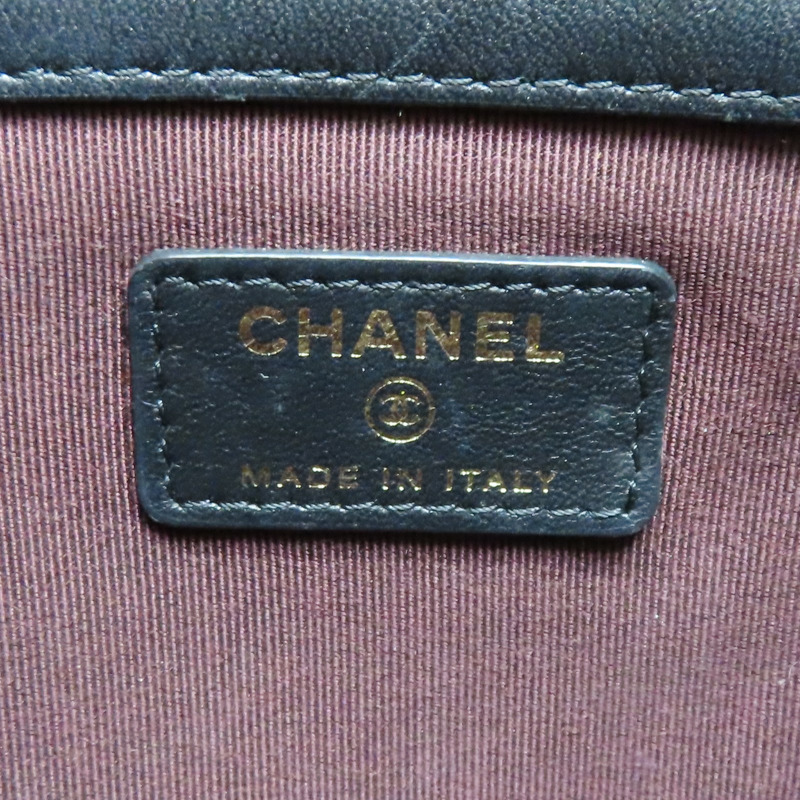 黑色 山羊皮 山型紋 手拿包【CHANEL 香奈兒】-7