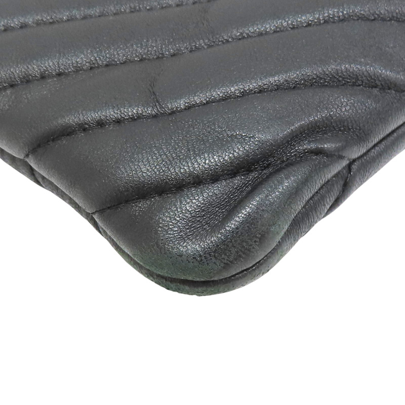 黑色 山羊皮 山型紋 手拿包【CHANEL 香奈兒】-11