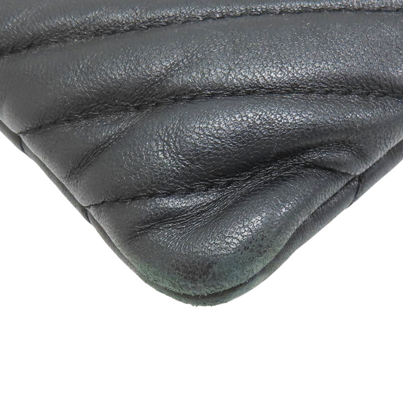 黑色 山羊皮 山型紋 手拿包【CHANEL 香奈兒】-13