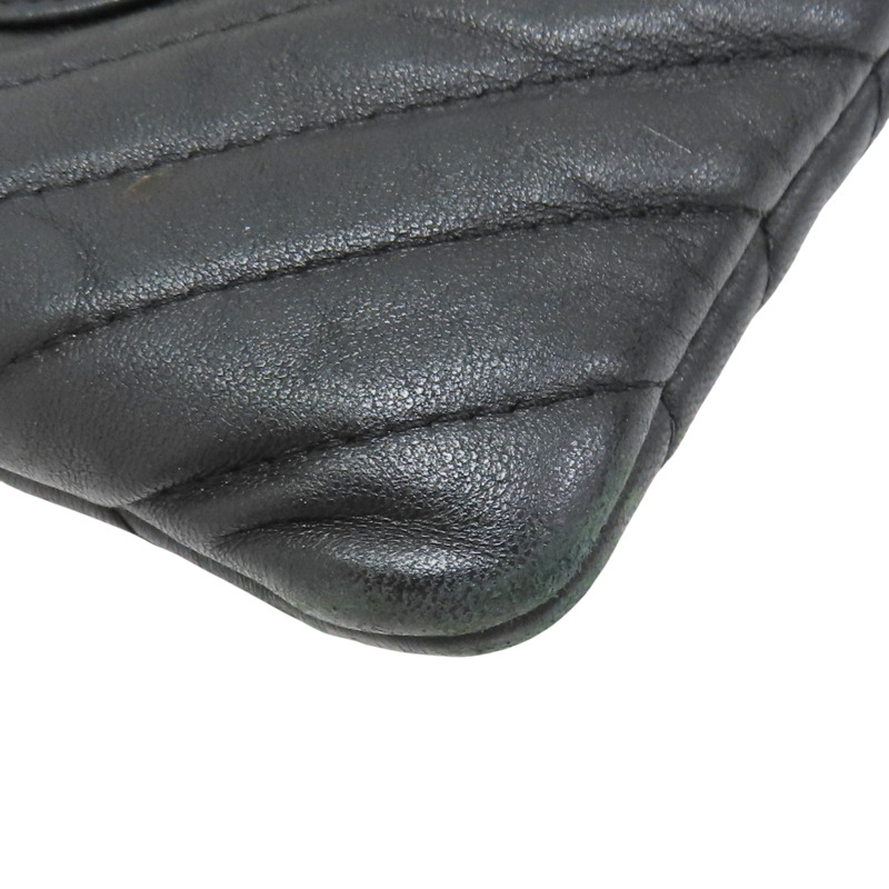 黑色 山羊皮 山型紋 手拿包【CHANEL 香奈兒】-14