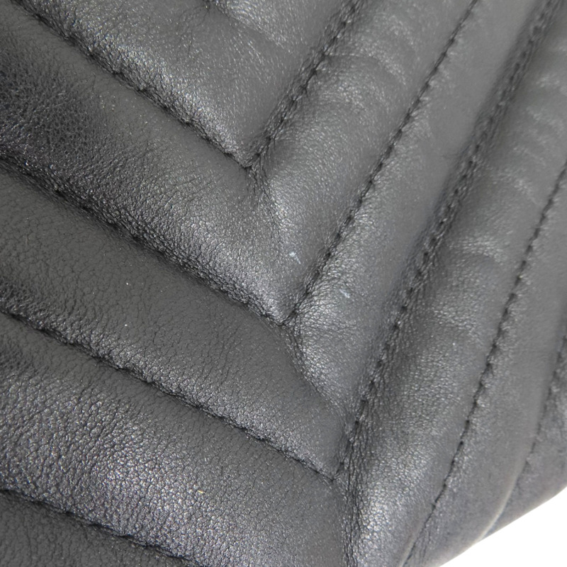 黑色 山羊皮 山型紋 手拿包【CHANEL 香奈兒】-15