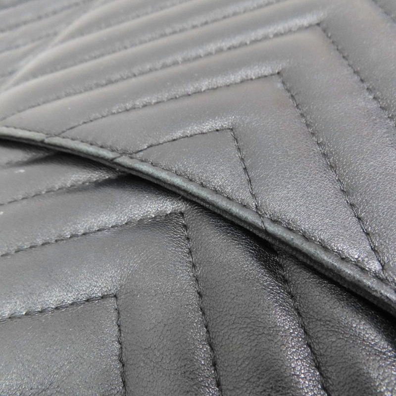 黑色 山羊皮 山型紋 手拿包【CHANEL 香奈兒】-17