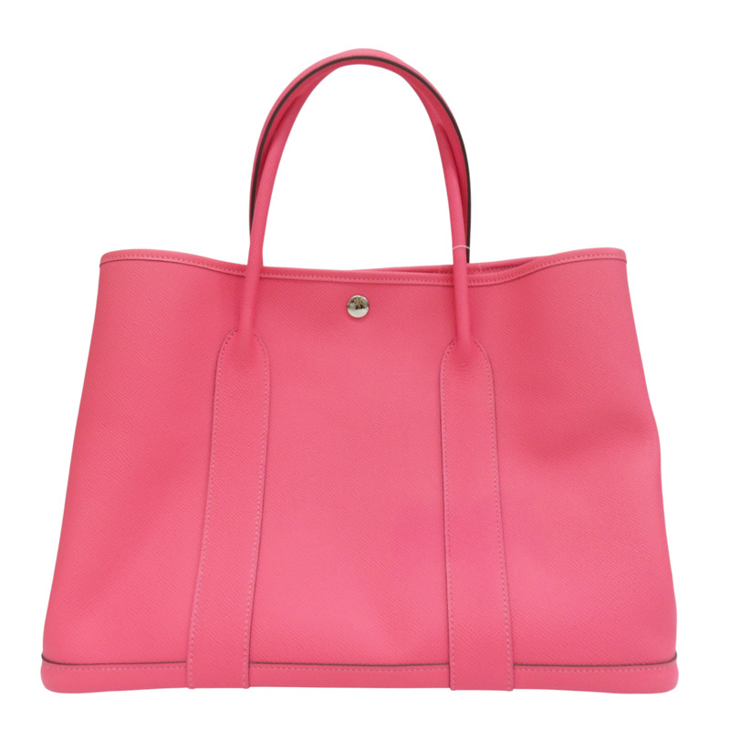 粉色 Epsom牛皮 Garden Party 36 手提包 銀扣 D刻【HERMES 愛馬仕】-0