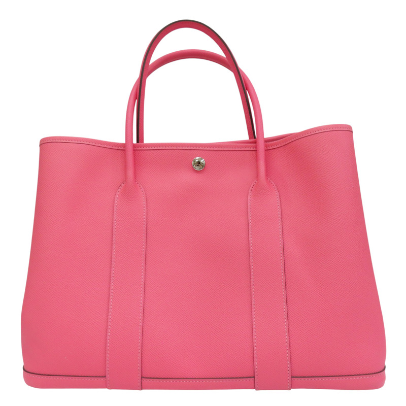 粉色 Epsom牛皮 Garden Party 36 手提包 銀扣 D刻【HERMES 愛馬仕】-1