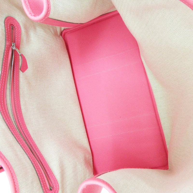 粉色 Epsom牛皮 Garden Party 36 手提包 銀扣 D刻【HERMES 愛馬仕】-4