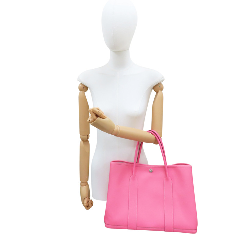 粉色 Epsom牛皮 Garden Party 36 手提包 銀扣 D刻【HERMES 愛馬仕】-8