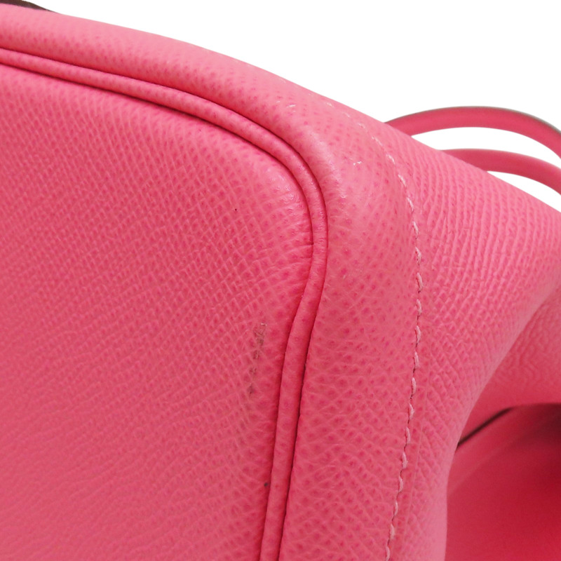 粉色 Epsom牛皮 Garden Party 36 手提包 銀扣 D刻【HERMES 愛馬仕】-10