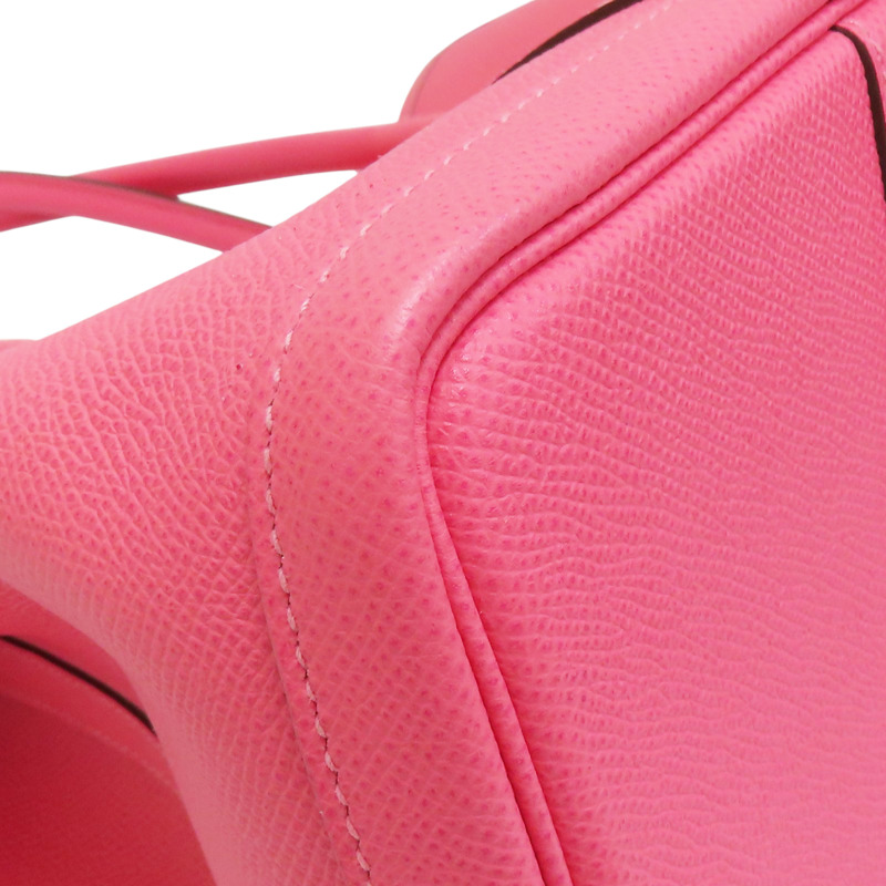 粉色 Epsom牛皮 Garden Party 36 手提包 銀扣 D刻【HERMES 愛馬仕】-11