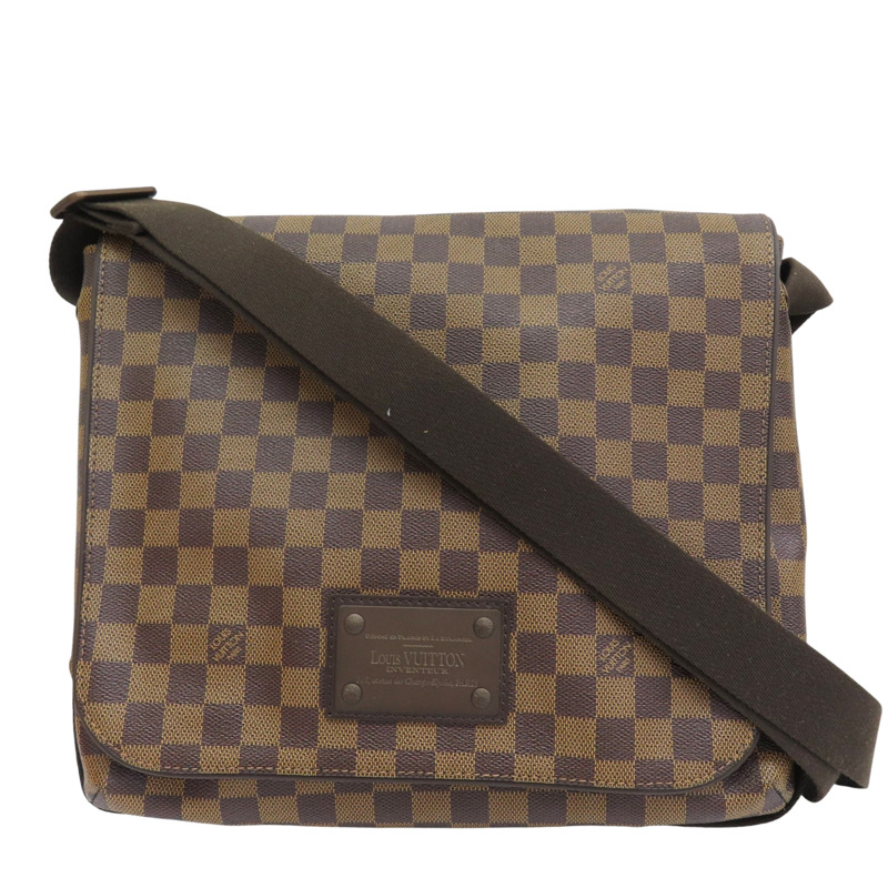 棕色 棋盤格 原花 PVC塗層帆布 Brooklyn MM 肩背包【LOUIS VUITTON LV 路易威登】 N51211-0