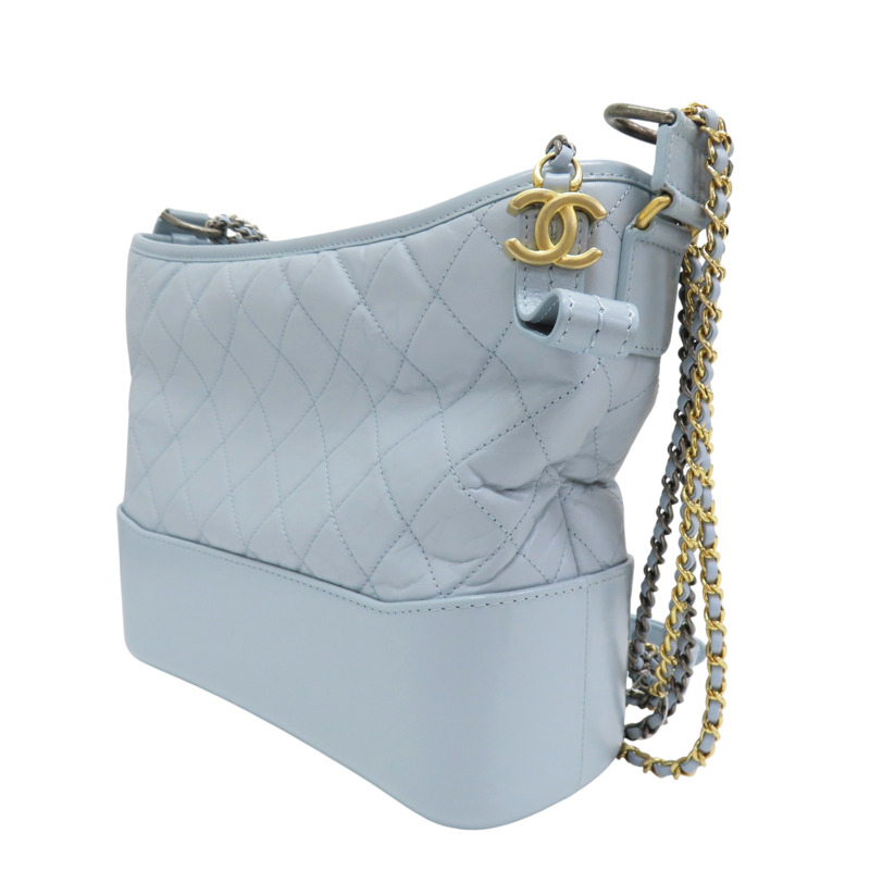 藍色 牛皮 流浪包 鍊帶 肩背包【CHANEL 香奈兒】 A93824-2