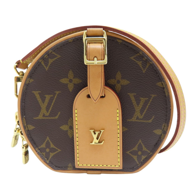 棕色 原花 PVC塗層帆布 Mini Boite Chapeau 圓餅 肩背包【LOUIS VUITTON LV 路易威登】 M83575-0