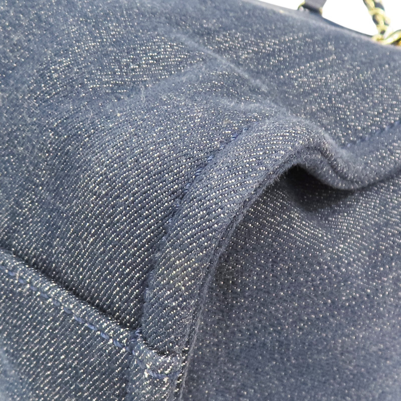 藍色 帆布 DEAUVILLE MM 肩背包【CHANEL 香奈兒】 A67001-14