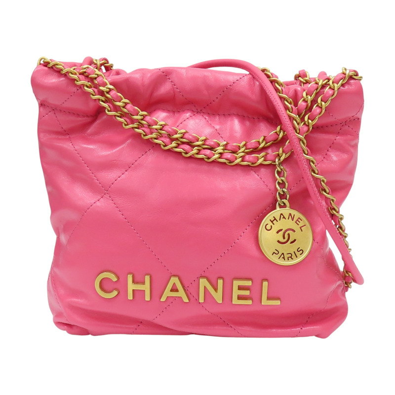 粉色 菱格紋 牛皮 22 MINI 肩背包 無卡 AS3980【CHANEL 香奈兒】 AS3980-0