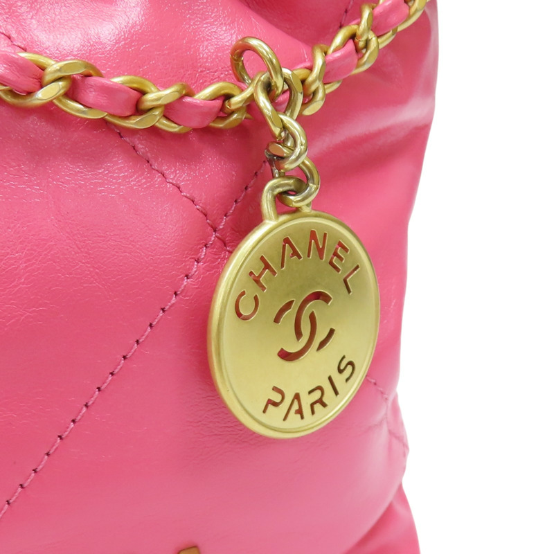 粉色 菱格紋 牛皮 22 MINI 肩背包 無卡 AS3980【CHANEL 香奈兒】 AS3980-9