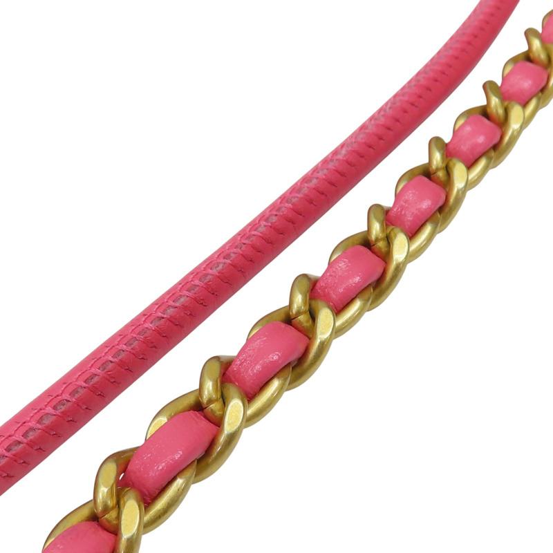 粉色 菱格紋 牛皮 22 MINI 肩背包 無卡 AS3980【CHANEL 香奈兒】 AS3980-17