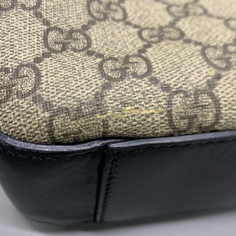 GUCCI古馳 老花Logo紅綠條紋織帶 帆布拼皮 電腦公事包 肩背斜背手提包 男款 烏木色/黑色-8