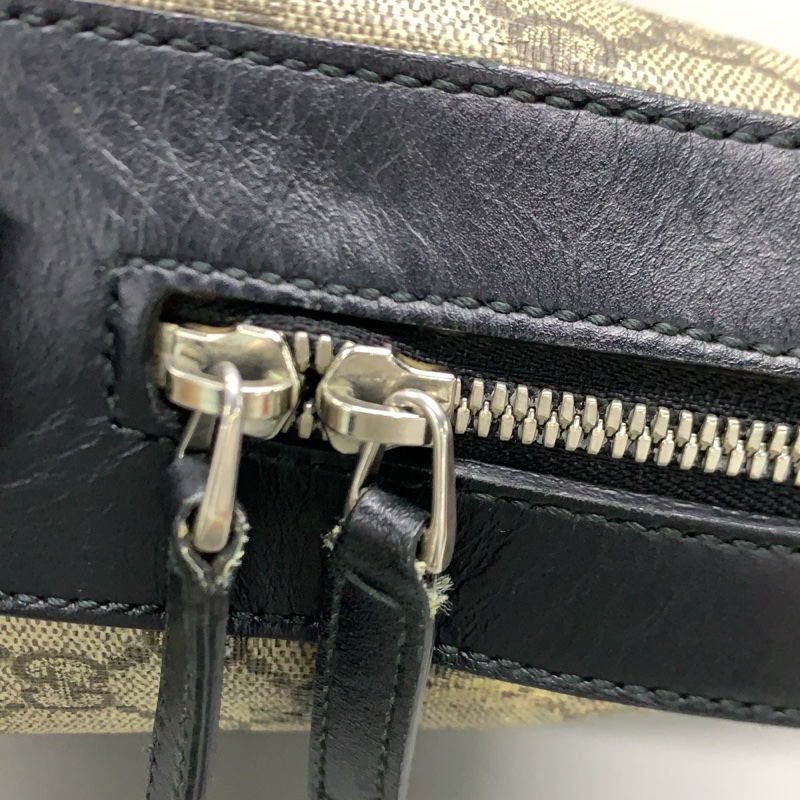 GUCCI古馳 老花Logo紅綠條紋織帶 帆布拼皮 電腦公事包 肩背斜背手提包 男款 烏木色/黑色-11