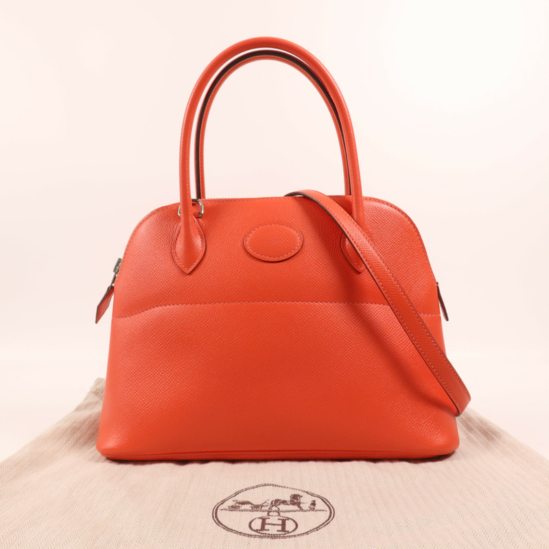 HERMES Epsom皮革Bolide 27銀扣手挽肩背兩用袋Capucine-13