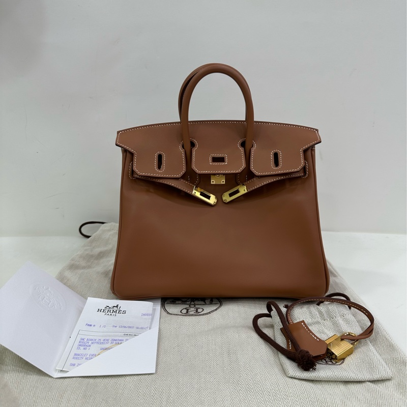 Hermes 愛馬仕 birkin25 Jonathan皮、金棕金扣U刻、99新近閒置,膜都在,原購證-0