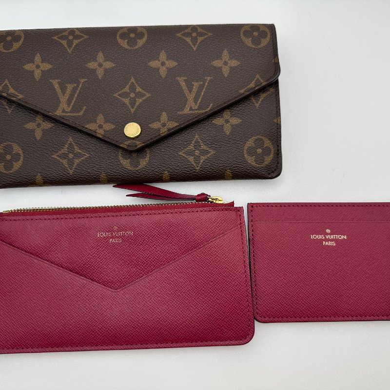 Louis Vuitton Monogram Portefeuille Sarah 皮夾,玫瑰紅色內裝-2