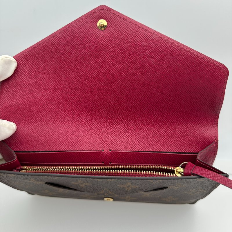 Louis Vuitton Monogram Portefeuille Sarah 皮夾,玫瑰紅色內裝-5