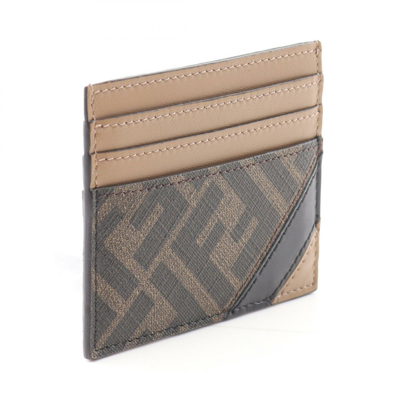 FENDI Zucca 卡夾 7M0164AJF8F1EGA 皮革 PVC 棕色黑色 全新 男士-1