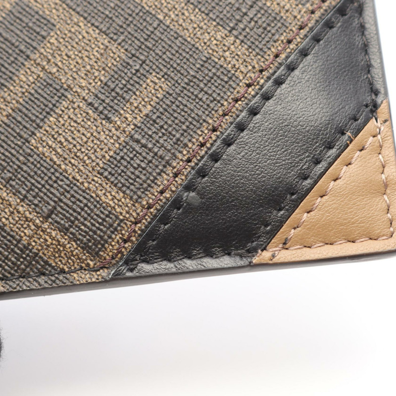 FENDI Zucca 卡夾 7M0164AJF8F1EGA 皮革 PVC 棕色黑色 全新 男士-6