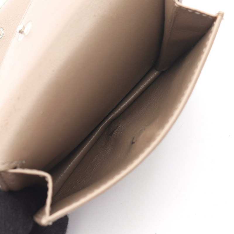 BALENCIAGA CASH LOGO 雙折錢包 594216 皮革 米色 二手 女士-4