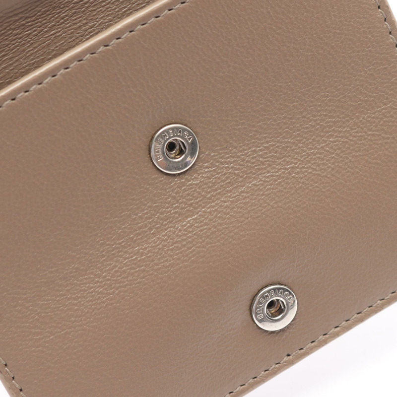 BALENCIAGA CASH LOGO 雙折錢包 594216 皮革 米色 二手 女士-7