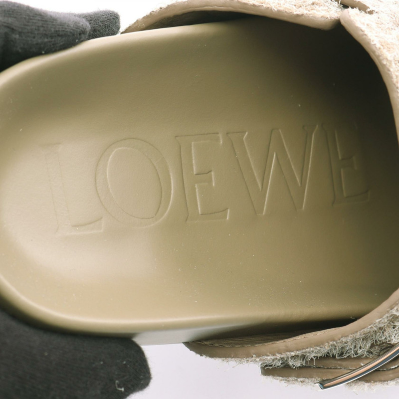 LOEWE Ease Buckle Mules LLSS379X06416040 拉絨麂皮米色 #40 全新男款-4